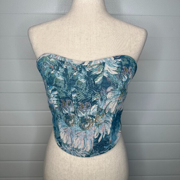 Tic Toc Tops - Tic Toc Floral Blue Corset
